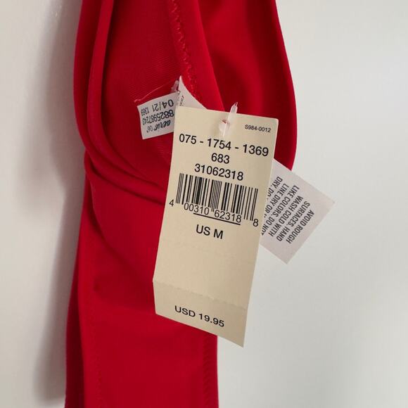 Aerie Bikini Swimsuit Triangle Top Tie Back Cheeky Bottom Black Red Bra Padding - Picture 9 of 16